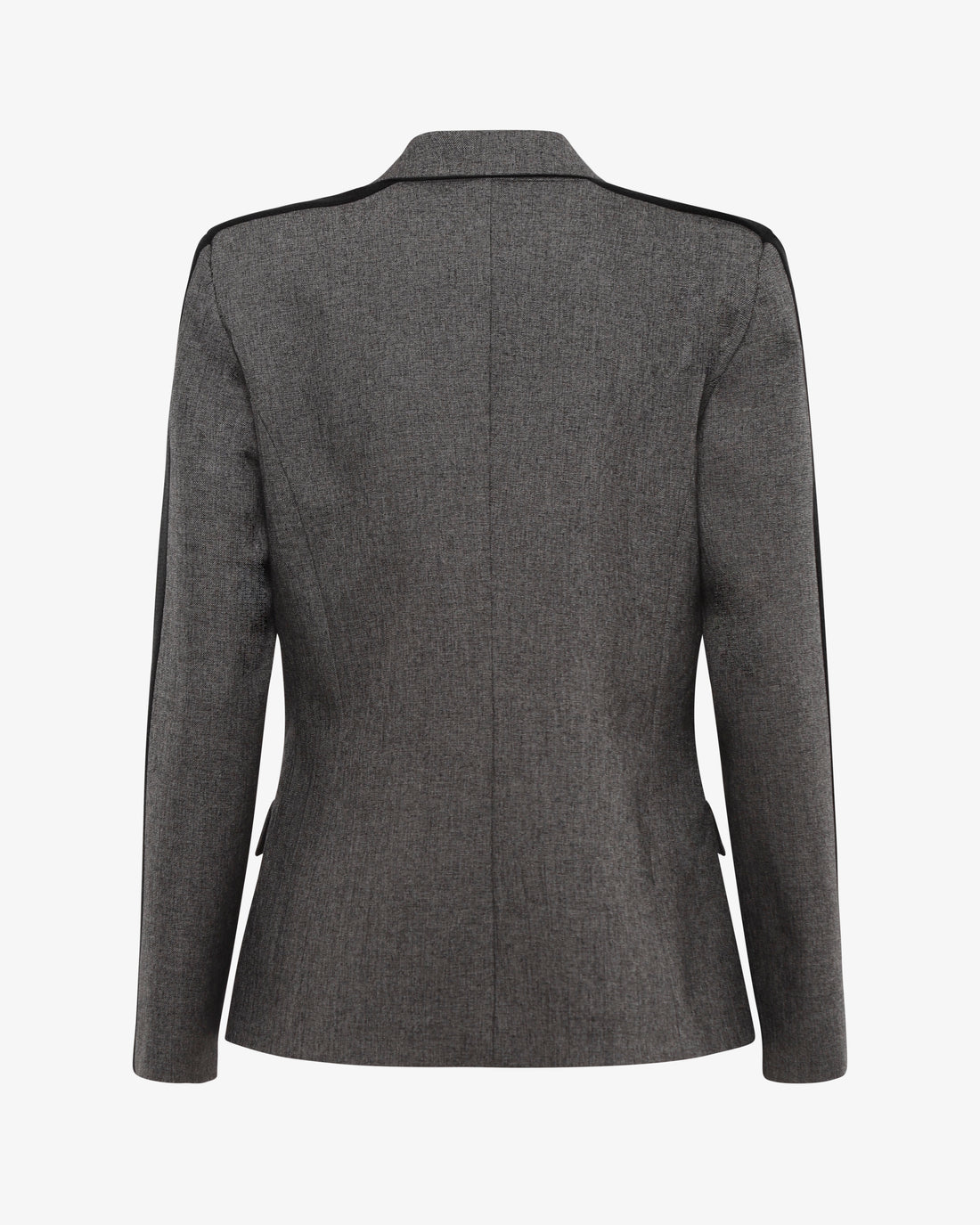 Tailleur giacca doppiopetto e pantaloni alla caviglia con dettaglio in maglia