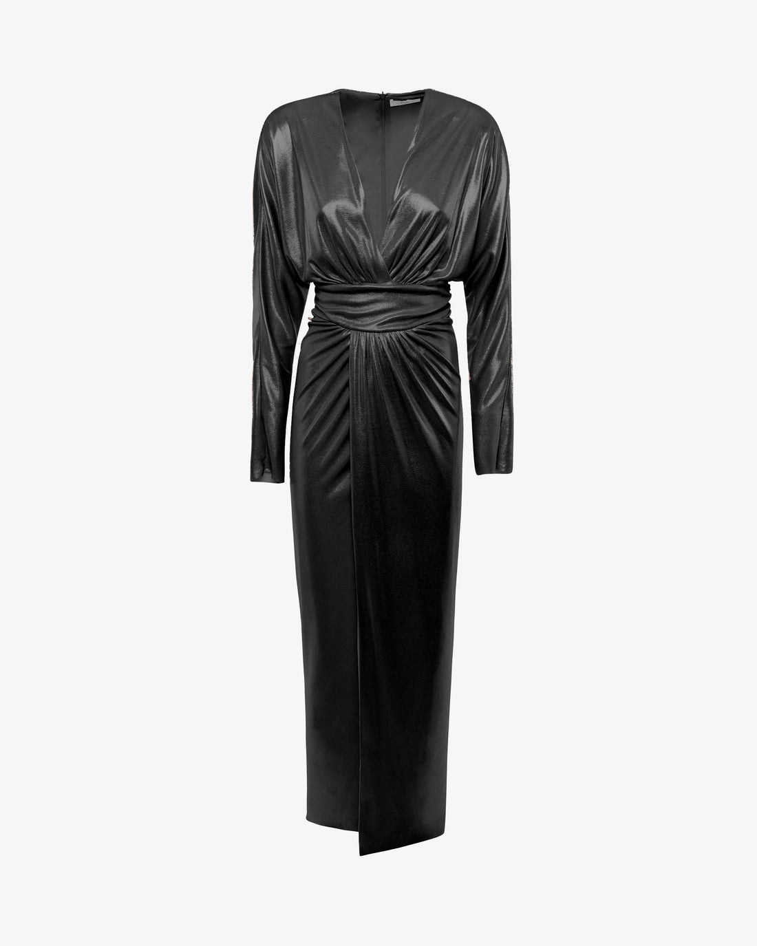 Abito lungo con scollo a V in jersey metallizzato