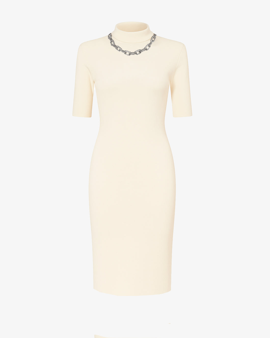 Abito midi in maglia mezzo collo con collana