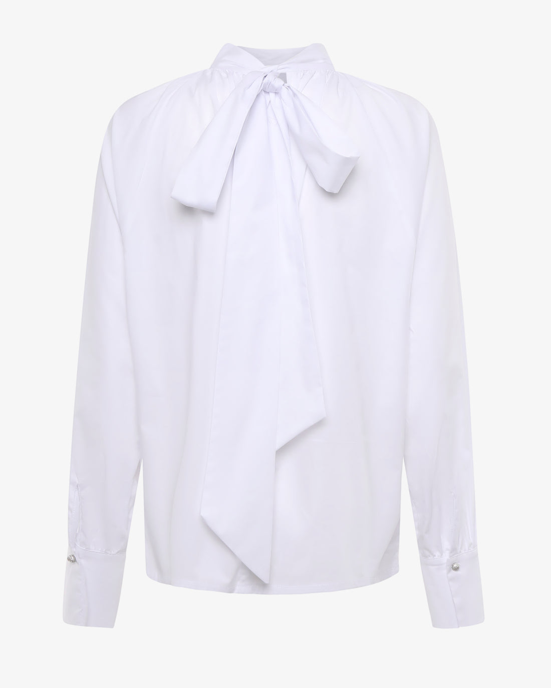 Blusa in popeline con collo alto e fusciacca